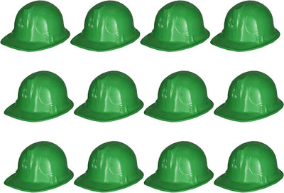 12x Kids Builder Hats Construction Costume Party Helmet Safety Cap Childrens - Green