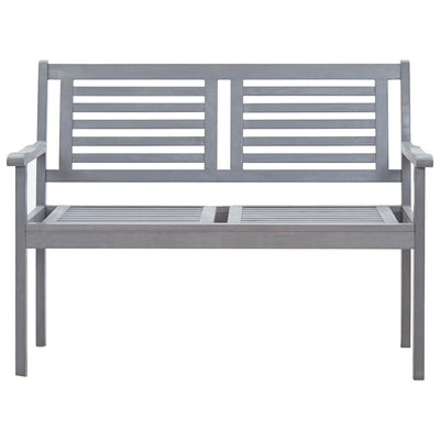 2-Seater Garden Bench with Cushion 120 cm Grey Eucalyptus Wood Payday Deals