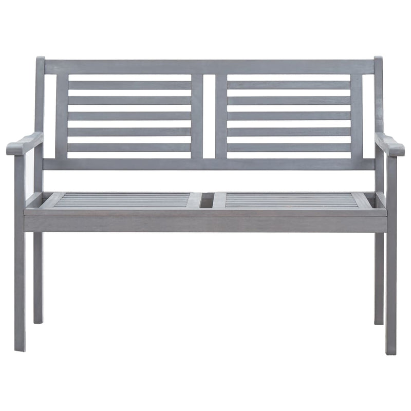 2-Seater Garden Bench with Cushion 120 cm Grey Eucalyptus Wood Payday Deals
