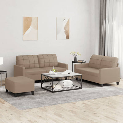 3 Piece Sofa Set with Cushions Cappuccino Faux Leather Payday Deals