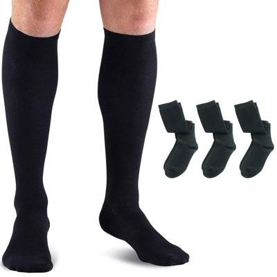 3x Lewis N. Clark Compact Travel Compression Socks Anti Fatigue Support - Black - One Size