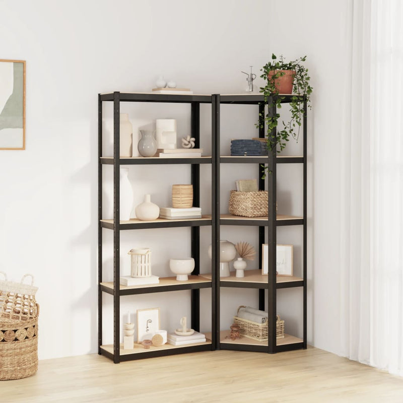 5-Layer Shelves 2 pcs Anthracite Steel&Engineered Wood Payday Deals
