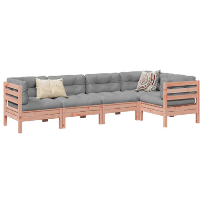 5 Piece Garden Sofa Set with Cushions Solid Wood Douglas Fir