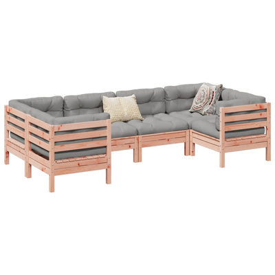 6 Piece Garden Sofa Set with Cushions Solid Wood Douglas Fir