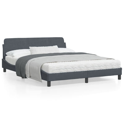 Bed Frame with Headboard Dark Grey 152x203 cm Velvet
