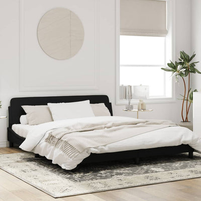 Bed Frame with Headboard Black 183x203 cm King Size Velvet
