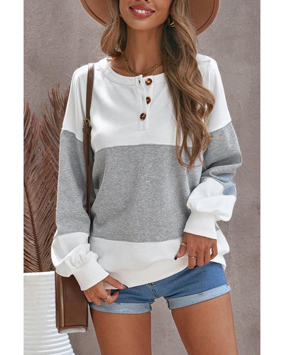 Azura Exchange Colorblock Buttons Pullover Sweatshirt - XL