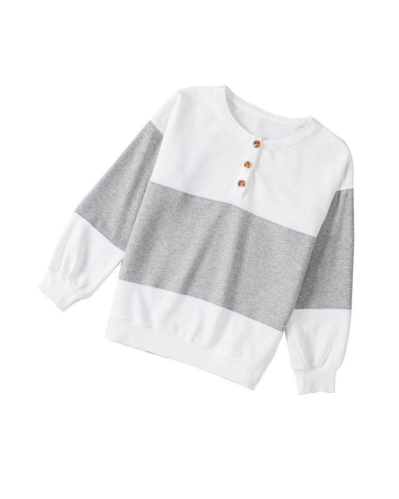 Azura Exchange Colorblock Buttons Pullover Sweatshirt - XL