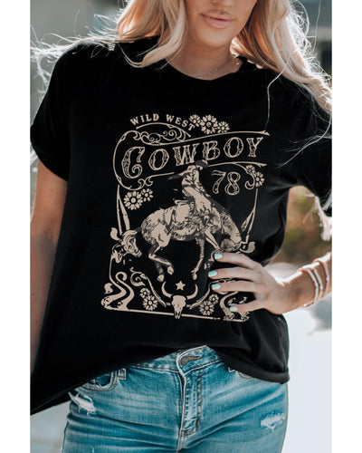 Azura Exchange Cowboy 78 Graphic Print Crew Neck T-Shirt - L