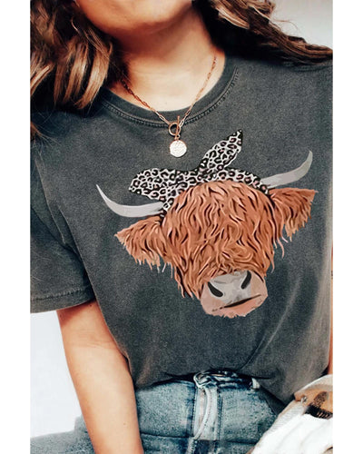 Azura Exchange Cow Head Print Short Sleeve T Shirt - XL