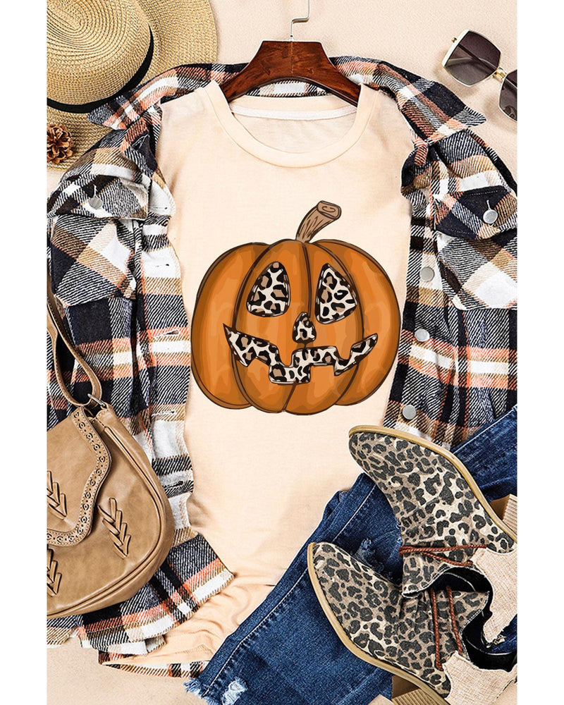Azura Exchange Leopard Pumpkin Print T Shirt - L