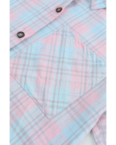 Azura Exchange Plaid Pattern Long Sleeve Shirt with Collared Neckline - XL