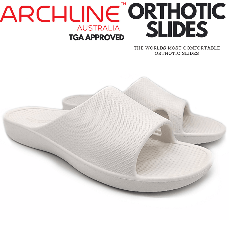 Archline Rebound Orthotic Slides Flip Flop Thongs Slip On Arch Support - White Payday Deals