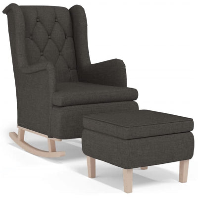 Armchair with Rocking Legs and Stool Dark Grey Fabric Payday Deals
