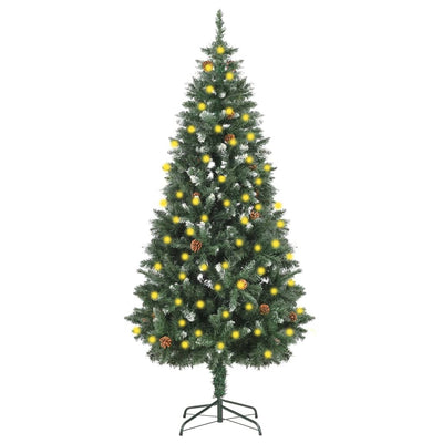 Artificial Pre-lit Christmas Tree with Pine Cones 180 cm