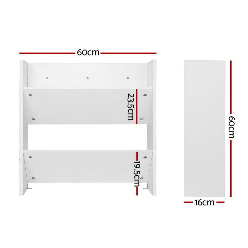 Artiss Shoe Rack 2-tier 12 Pairs Wall Mounted x2 - White Payday Deals