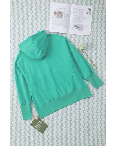 Azura Exchange Batwing Sleeve Pocketed Henley Hoodie - L Payday Deals