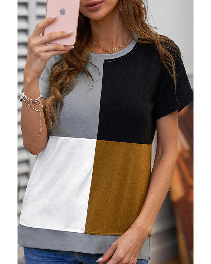 Azura Exchange Luxury Colorblock T-Shirt with Slits. - M Payday Deals