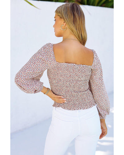Azura Exchange Puff Sleeve Floral Smocked Top - XL Payday Deals