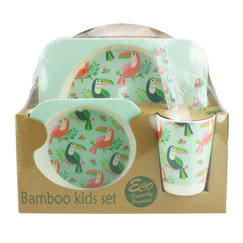 Baby & Me Bamboo Toucan Feed Set Eco Friendly Baby Kids Dinnerware Payday Deals