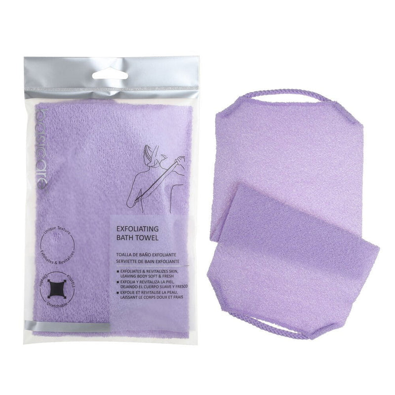 Basicare Exfoliating Bath Towel Unique Texture Stretchable Elastic Purple Payday Deals