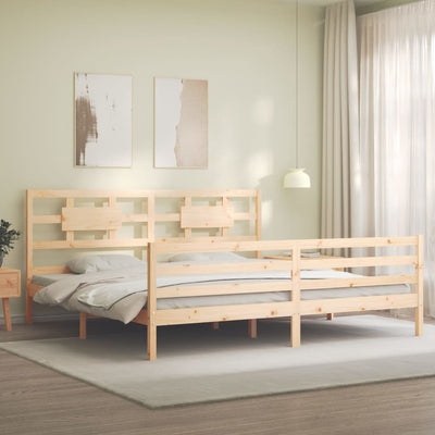Bed Frame with Headboard 183x203 cm King Solid Wood Payday Deals