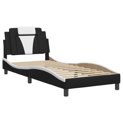 Bed Frame with Headboard Black and White 90x190 cm Faux Leather Payday Deals