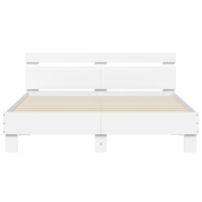 Bed Frame with Headboard White 150x200 cm Engineered Wood Payday Deals