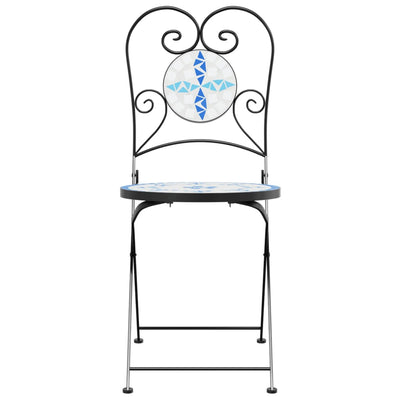 Bistro Chairs Foldable 2 pcs Blue and White Ceramic Payday Deals