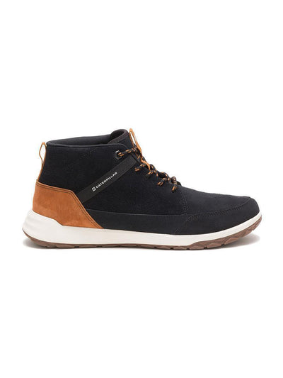 Caterpillar Men's Quest Mid Suede Leather Sneakers Casual Fashion Shoes - Black/Pumpkin Spice Marron Fonce Payday Deals
