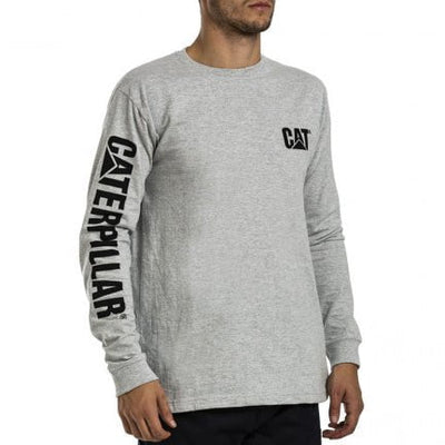 Caterpillar Men's Trademark Banner Long Sleeve T-Shirt - Grey Payday Deals