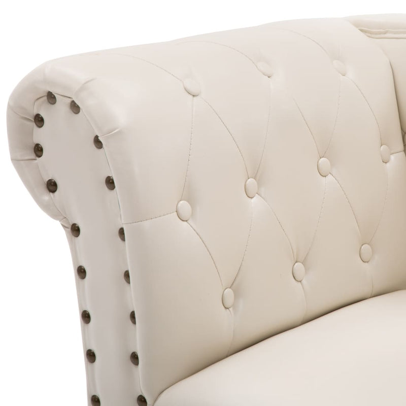 Chaise Longue Cream White Faux Leather Payday Deals