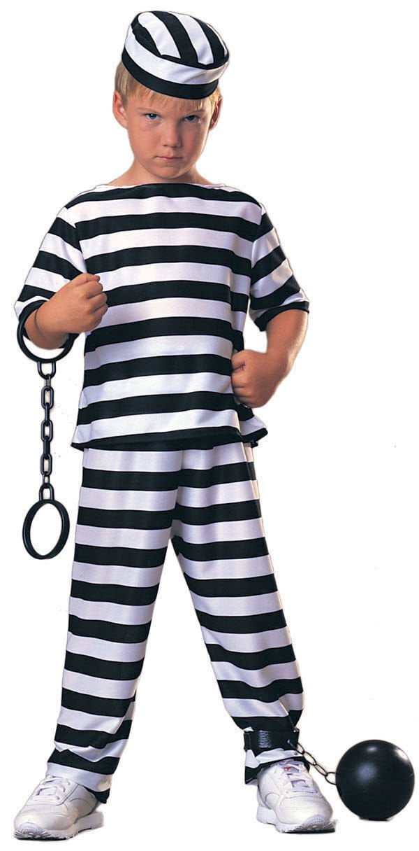 Childrens PRISONER Boy COSTUME Halloween Convict Jail Kids Outfit Robber Boys Payday Deals