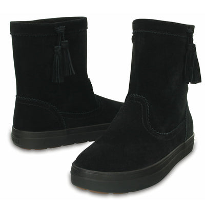 Crocs LodgePoint Women's Suede Leather Pull On Boots Shoes Ugg - Black Payday Deals
