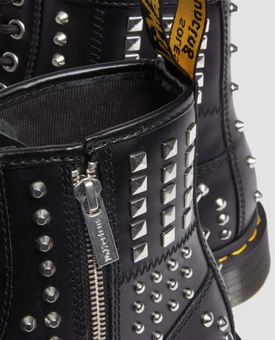 Dr. Martens 1460 Studded Zip Atlas Leather Lace Up Boots Shoes - Black Payday Deals