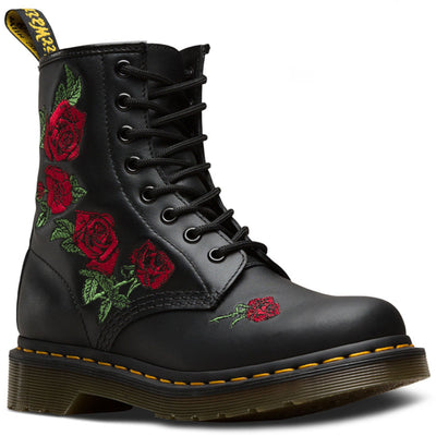 Dr. Martens 1460 Vonda Boots 8 Eye Floral Women's Shoes - Black Payday Deals