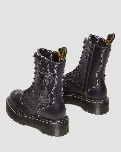 Dr. Martens Jadon Hi 10 Eye Boots Shoes Gothic - Black Wanama Payday Deals