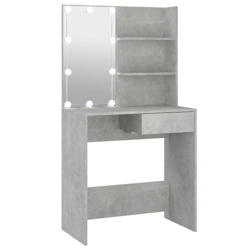 Dressing Table with LED Concrete Grey 74.5x40x141 cm Payday Deals