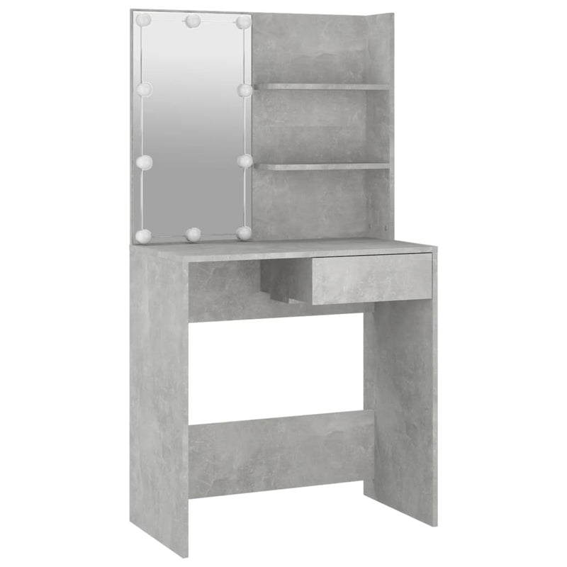 Dressing Table with LED Concrete Grey 74.5x40x141 cm Payday Deals
