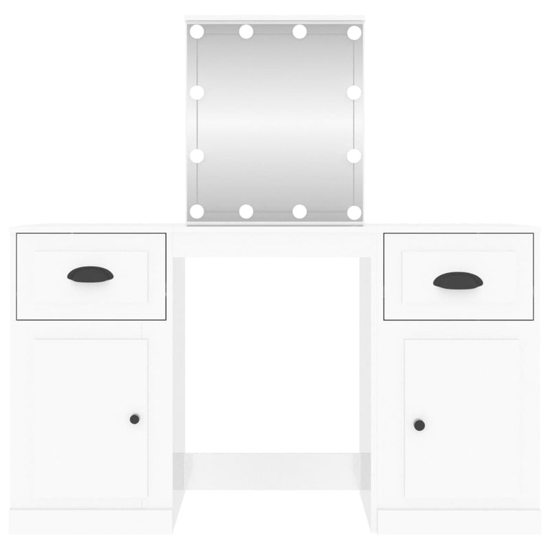 Dressing Table with LED High Gloss White 130x50x132.5 cm Payday Deals