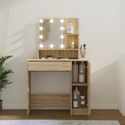 Dressing Table with LED Sonoma Oak 86.5x35x136 cm Payday Deals