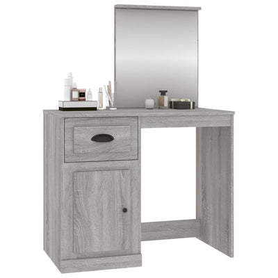 Dressing Table with Mirror Grey Sonoma 90x50x132.5 cm Engineered Wood Payday Deals