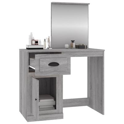 Dressing Table with Mirror Grey Sonoma 90x50x132.5 cm Engineered Wood Payday Deals