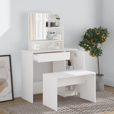 Dressing Table with Mirror White 86.5x35x136 cm Payday Deals