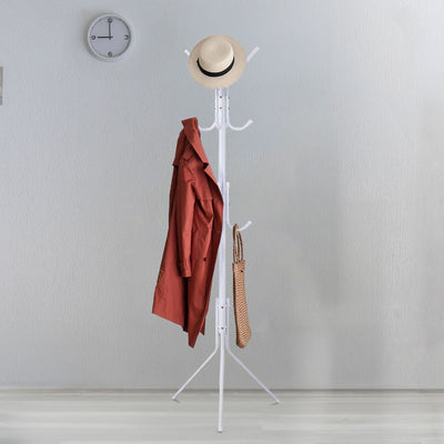 EKKIO 12 Hook Metal Coat Rack Stand with 3-Tier Hat Hanger (White) EK-CRS-100-GQR Payday Deals