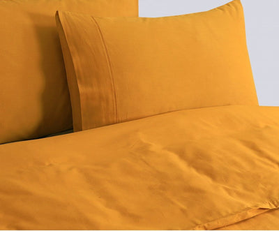 Elan Linen 100% Egyptian Cotton Vintage Washed 500TC Mustard King Single Quilt Cover Set Payday Deals
