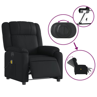 Electric Massage Recliner Chair Black Faux Leather Payday Deals