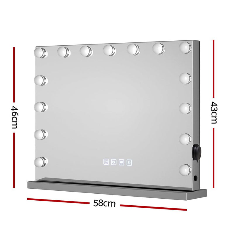Embellir Bluetooth Makeup Mirror 58X46cm Hollywood with Light Dimmable 15 LED Payday Deals