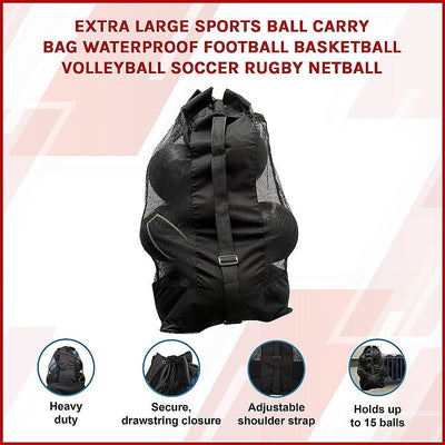 Extra Large Sports Ball Carry Bag Waterproof Football Basketball Volleyball Soccer Rugby NetBall Payday Deals