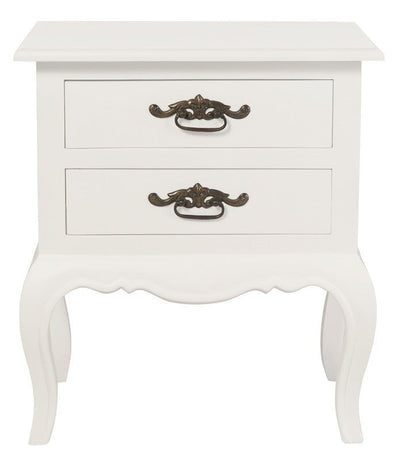 French Provincial 2 Drawer Side Table (White) Payday Deals